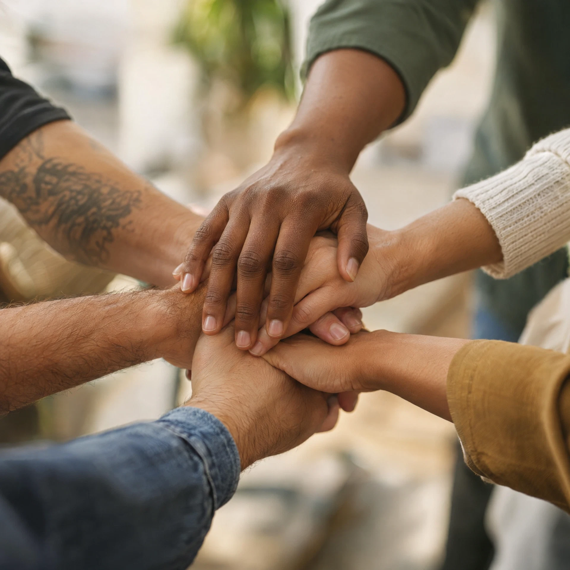 Hands stacked together in partnership